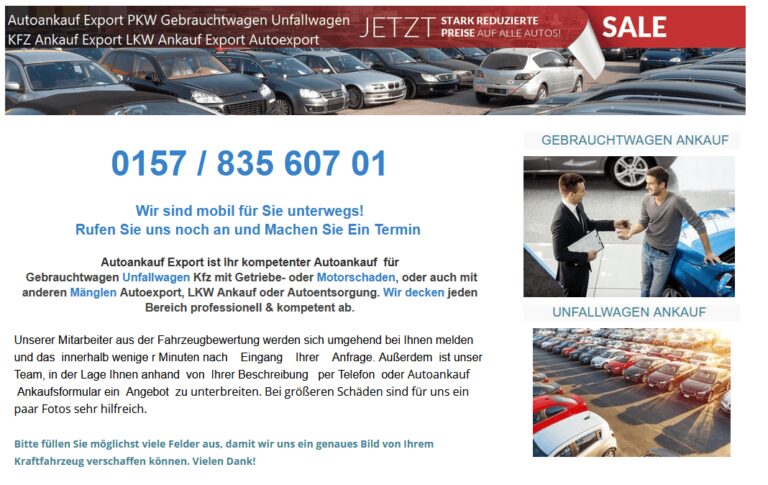Fairen und seriösen Autoankäufer in Oberhausen auch für defekte Fahrzeuge