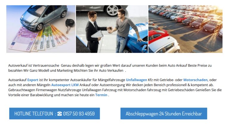 Gebrauchtwagen-Ankauf Regensburg übernimmt alle anfallenden Kosten, wie das Abschleppen und Abmelden des Fahrzeuges