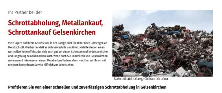 Fahrender Altmetallsammeldienst in ihre Stadt Gelsenkirchen durch Schrottabholung-Nrw24.de – ein Anruf genügt